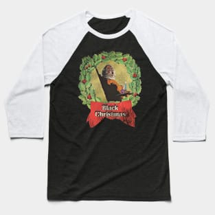 Black Christmas Wreath Baseball T-Shirt